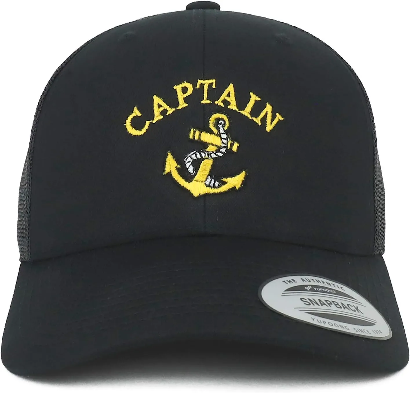 Flexfit Oversize XXL Captain Anchor Logo Embroidered Retro Trucker Mesh Cap