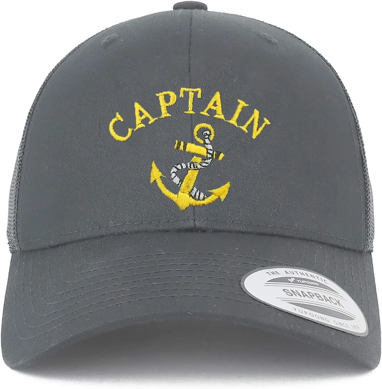 Flexfit Oversize XXL Captain Anchor Logo Embroidered Retro Trucker Mesh Cap