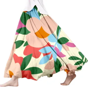 Flowy Skirts for Women Linen Tiered Ruffle Floral Long Skirt Flowy Summer 2025 High Waist Boho A Line Maxi Skorts