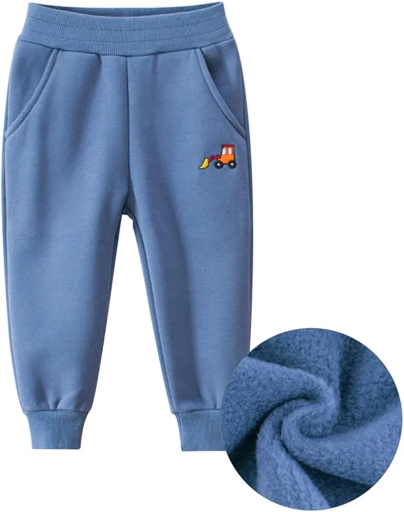 GFQLONG Toddler Boys 2 Pack Polar Fleece Jogger Sweatpants,Baby Winter Warm Pocket Lounging Bottoms