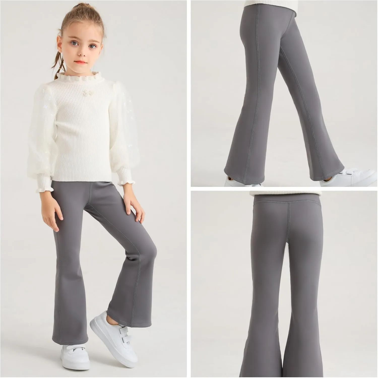Girls Flare Pants Leggings Casual High Waisted Yoga Pants Kids Padded Bell Bottoms 5-13 Years