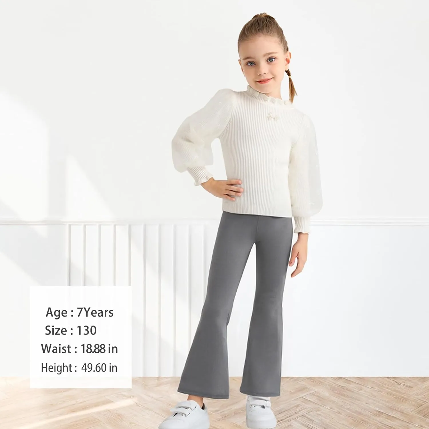 Girls Flare Pants Leggings Casual High Waisted Yoga Pants Kids Padded Bell Bottoms 5-13 Years