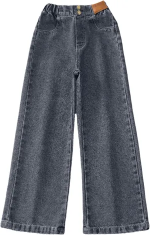 Girls Jeans Wide Leg Baggy Preppy Pants Straight Leg Wide Leg Pants Lightweight Exercise Casual Vintage Workout Loose