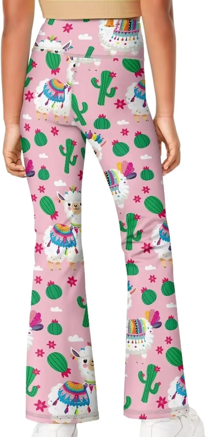 Girl's Leggings High Waisted Flare Pants Kids Yoga Bootcut Pants Full Length Stretchy Bell Bottoms for Sports