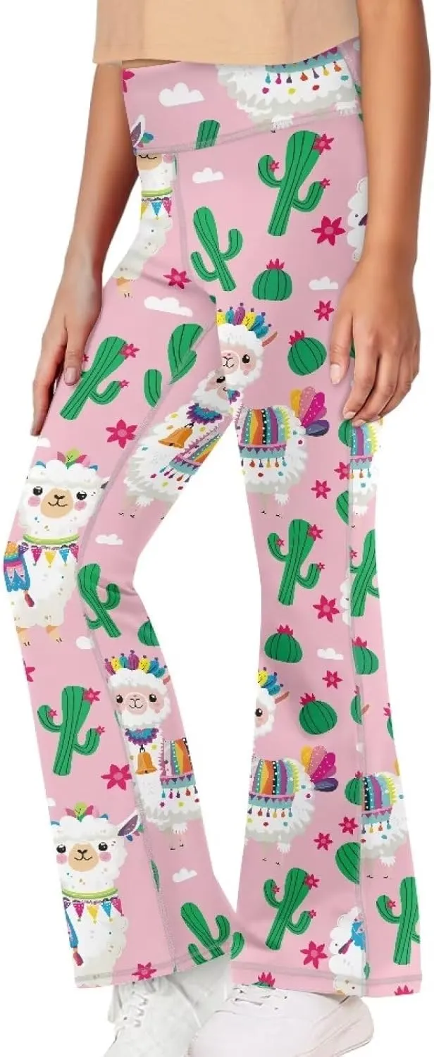 Girl's Leggings High Waisted Flare Pants Kids Yoga Bootcut Pants Full Length Stretchy Bell Bottoms for Sports