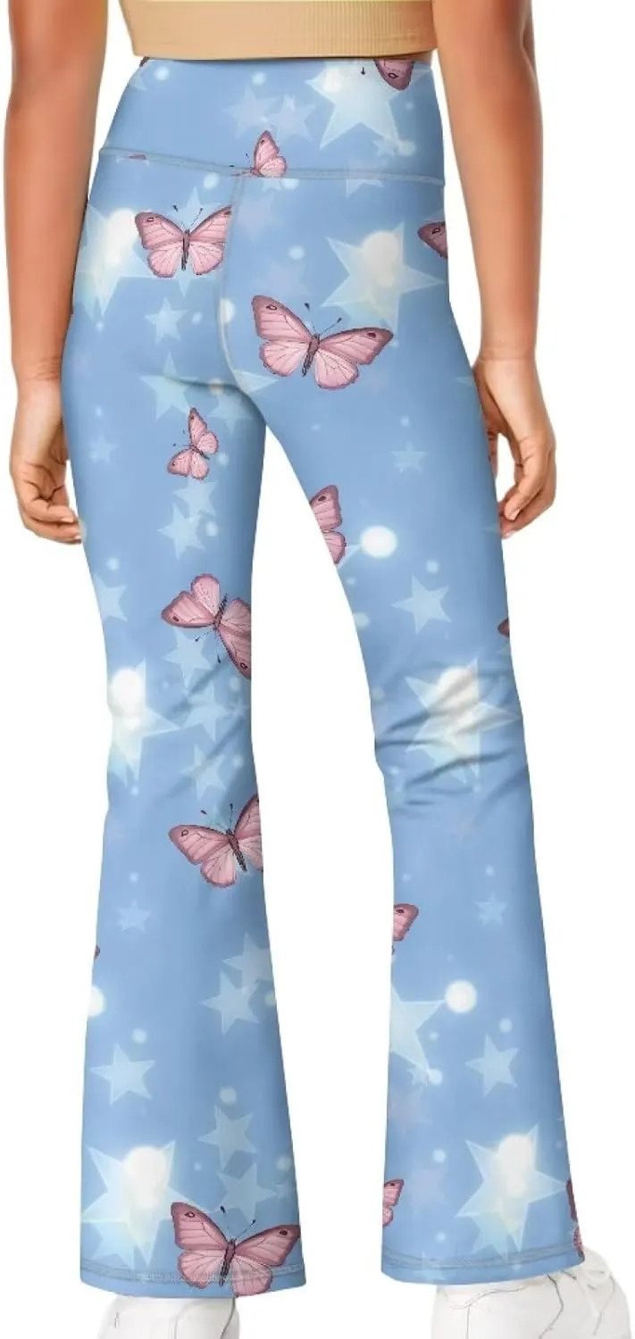 Girl's Leggings High Waisted Flare Pants Kids Yoga Bootcut Pants Full Length Stretchy Bell Bottoms for Sports