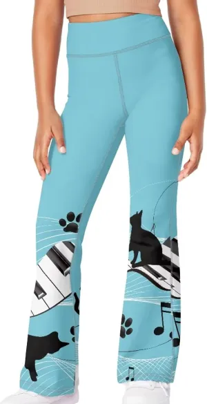 Girl's Leggings High Waisted Flare Pants Kids Yoga Bootcut Pants Full Length Stretchy Bell Bottoms for Sports