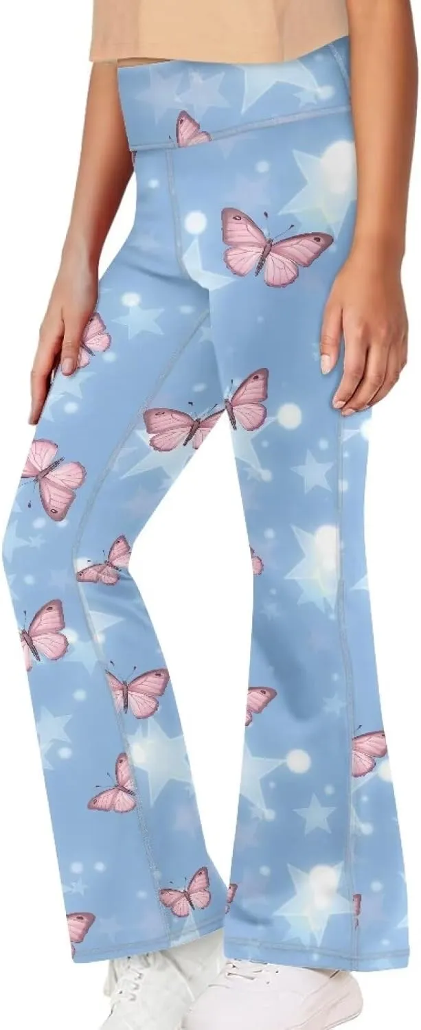 Girl's Leggings High Waisted Flare Pants Kids Yoga Bootcut Pants Full Length Stretchy Bell Bottoms for Sports