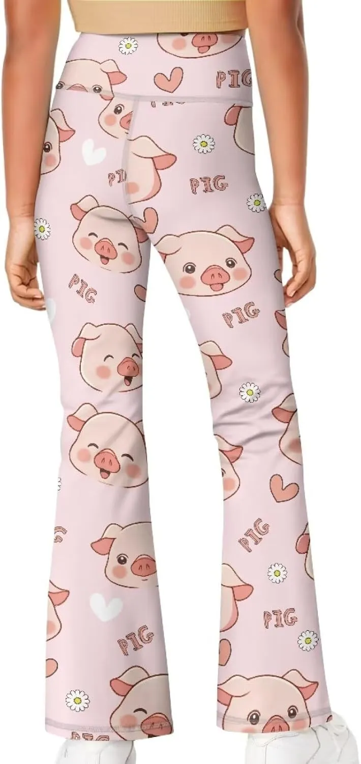 Girl's Leggings High Waisted Flare Pants Kids Yoga Bootcut Pants Full Length Stretchy Bell Bottoms for Sports