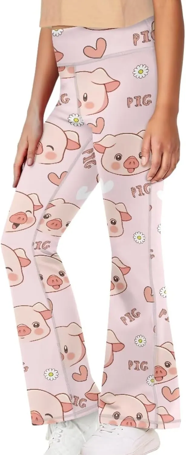 Girl's Leggings High Waisted Flare Pants Kids Yoga Bootcut Pants Full Length Stretchy Bell Bottoms for Sports