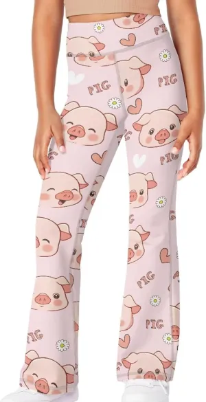 Girl's Leggings High Waisted Flare Pants Kids Yoga Bootcut Pants Full Length Stretchy Bell Bottoms for Sports