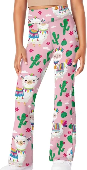 Girl's Leggings High Waisted Flare Pants Kids Yoga Bootcut Pants Full Length Stretchy Bell Bottoms for Sports