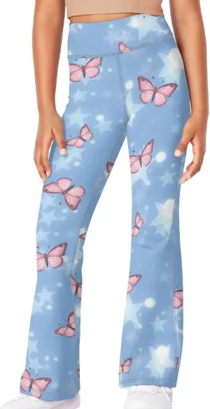 Girl's Leggings High Waisted Flare Pants Kids Yoga Bootcut Pants Full Length Stretchy Bell Bottoms for Sports