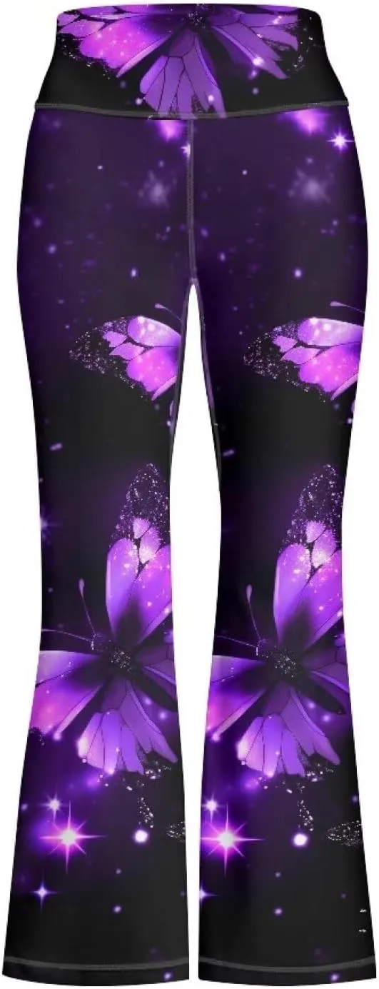 Girls Yoga Pants High-Waisted Wide Leg Flared Leggings for Children 5-14 Years Cute Bell Bottoms