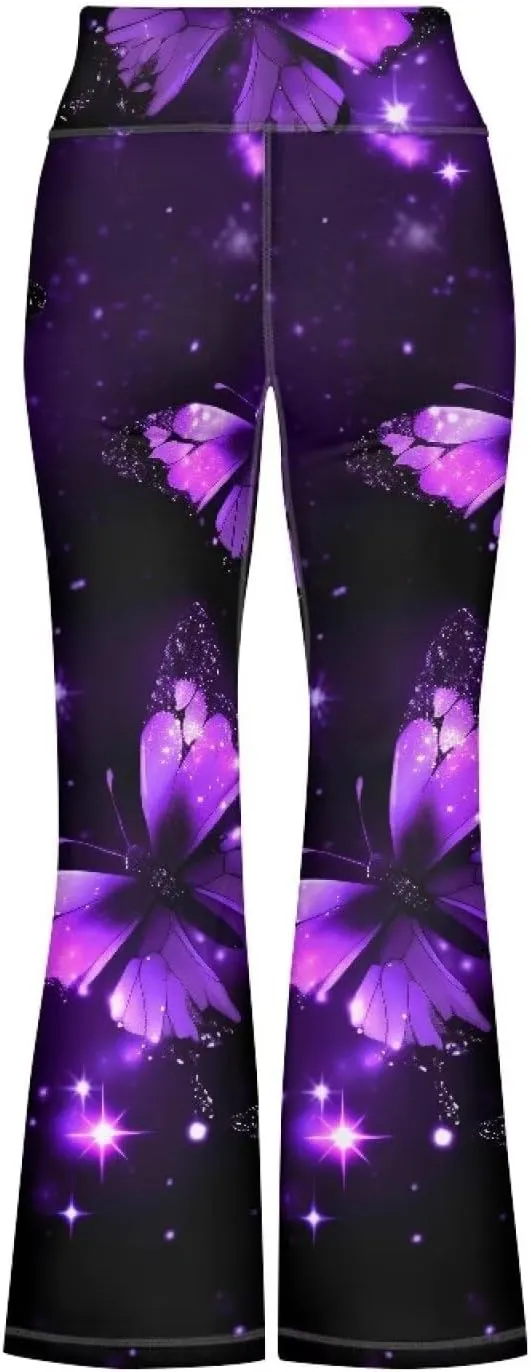 Girls Yoga Pants High-Waisted Wide Leg Flared Leggings for Children 5-14 Years Cute Bell Bottoms