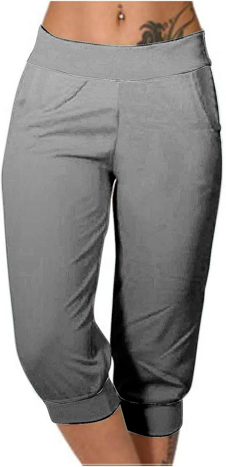 Gradient Capri Pants for Women Ombre High Waist Stretchy Cropped Leggings Summer Casual Yoga Lounge Bottoms