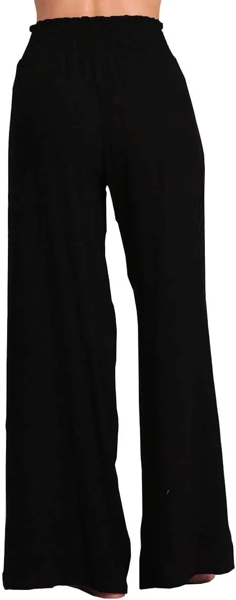 HEYHUN Womens Palazzo Pants Tie Dye Boho Gauze Casual & Lounge Wide Leg Bottoms S-XL