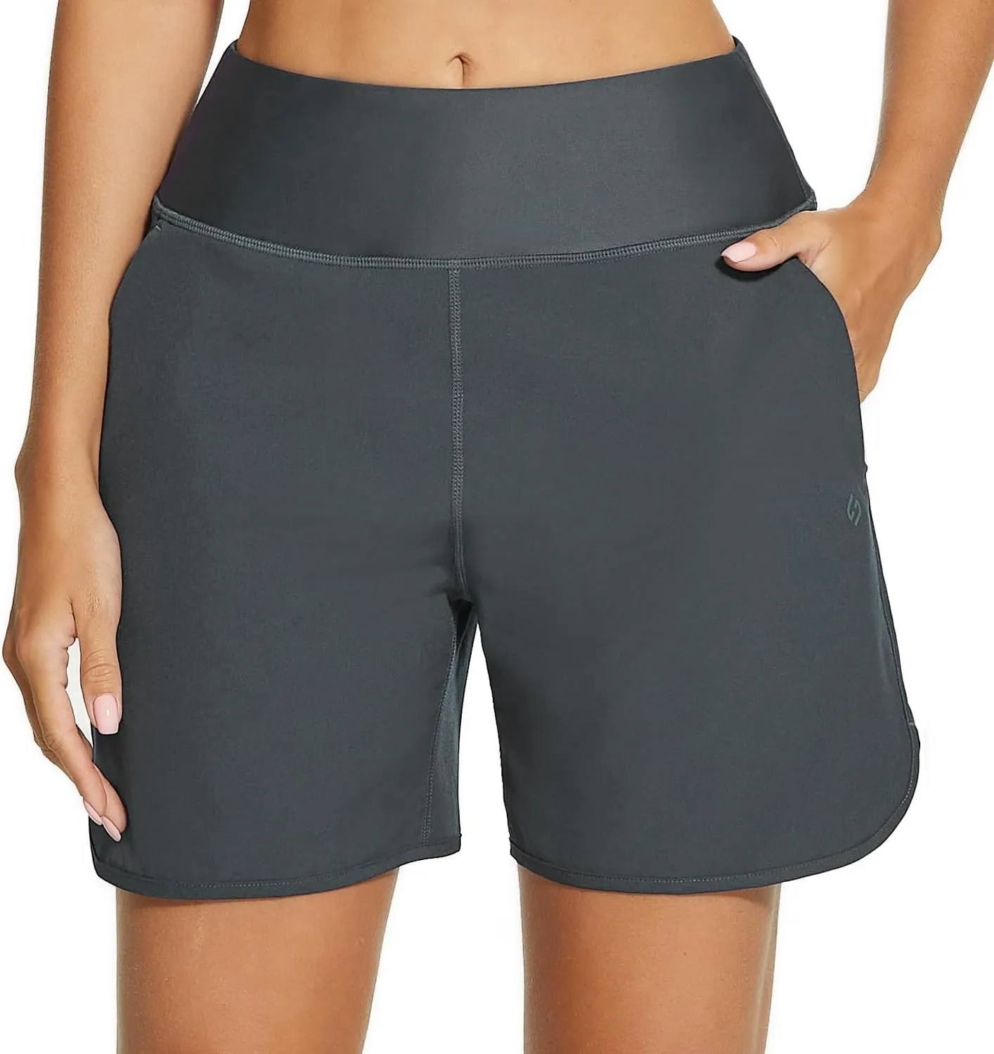 HODOSPORTS Women's 5'' High Waisted Swim Board Shorts with Pockets Liner Quick Dry Swimsuit Bottoms Trunks
