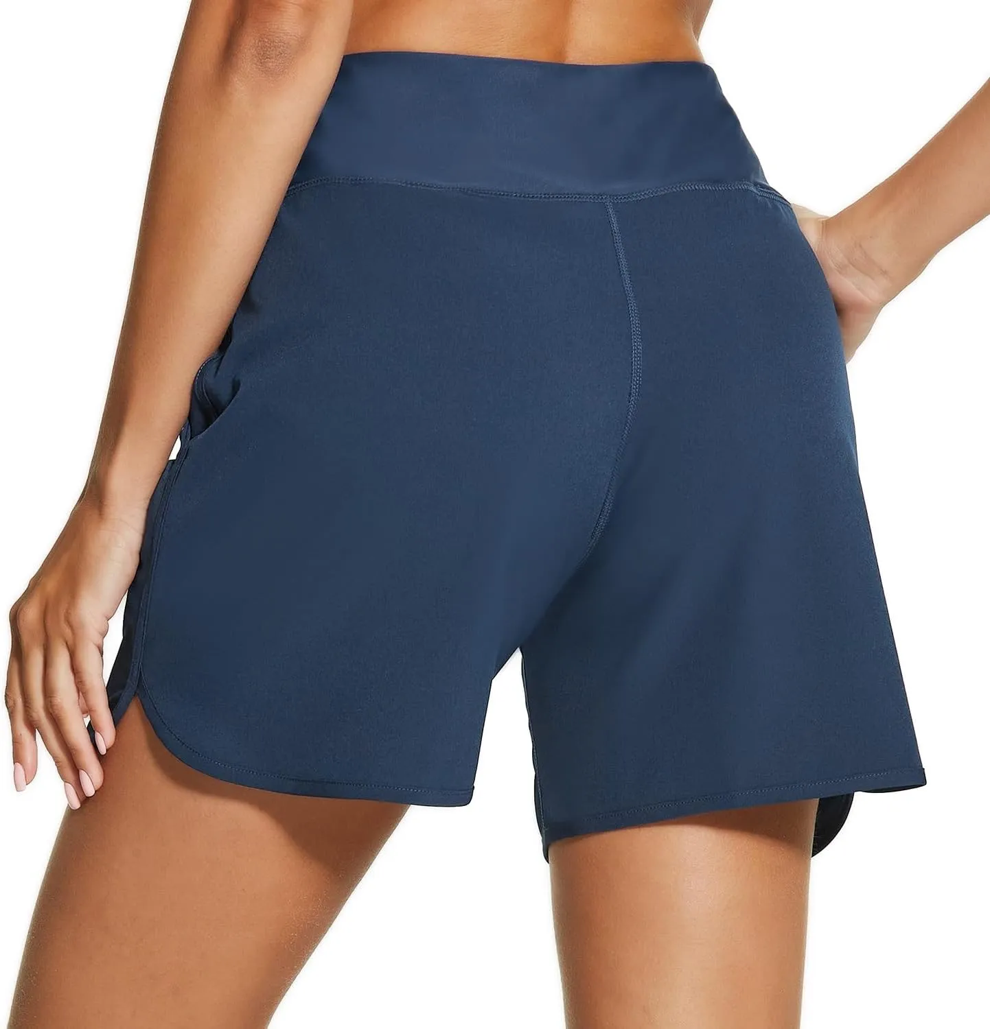 HODOSPORTS Women's 5'' High Waisted Swim Board Shorts with Pockets Liner Quick Dry Swimsuit Bottoms Trunks