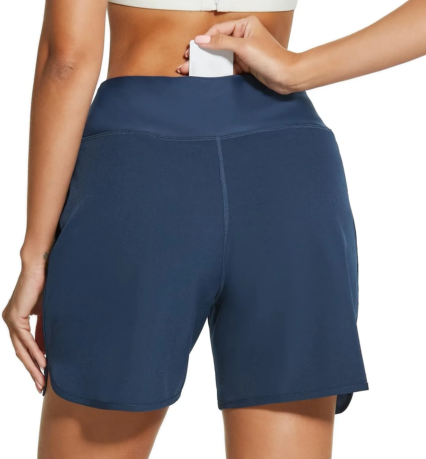 HODOSPORTS Women's 5'' High Waisted Swim Board Shorts with Pockets Liner Quick Dry Swimsuit Bottoms Trunks