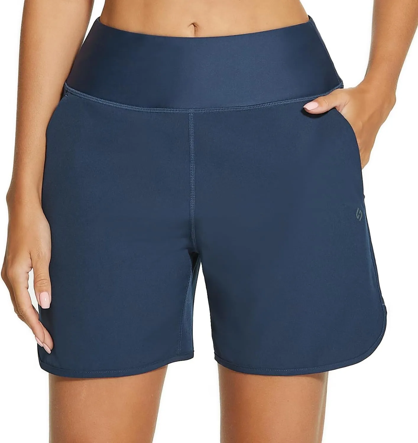 HODOSPORTS Women's 5'' High Waisted Swim Board Shorts with Pockets Liner Quick Dry Swimsuit Bottoms Trunks