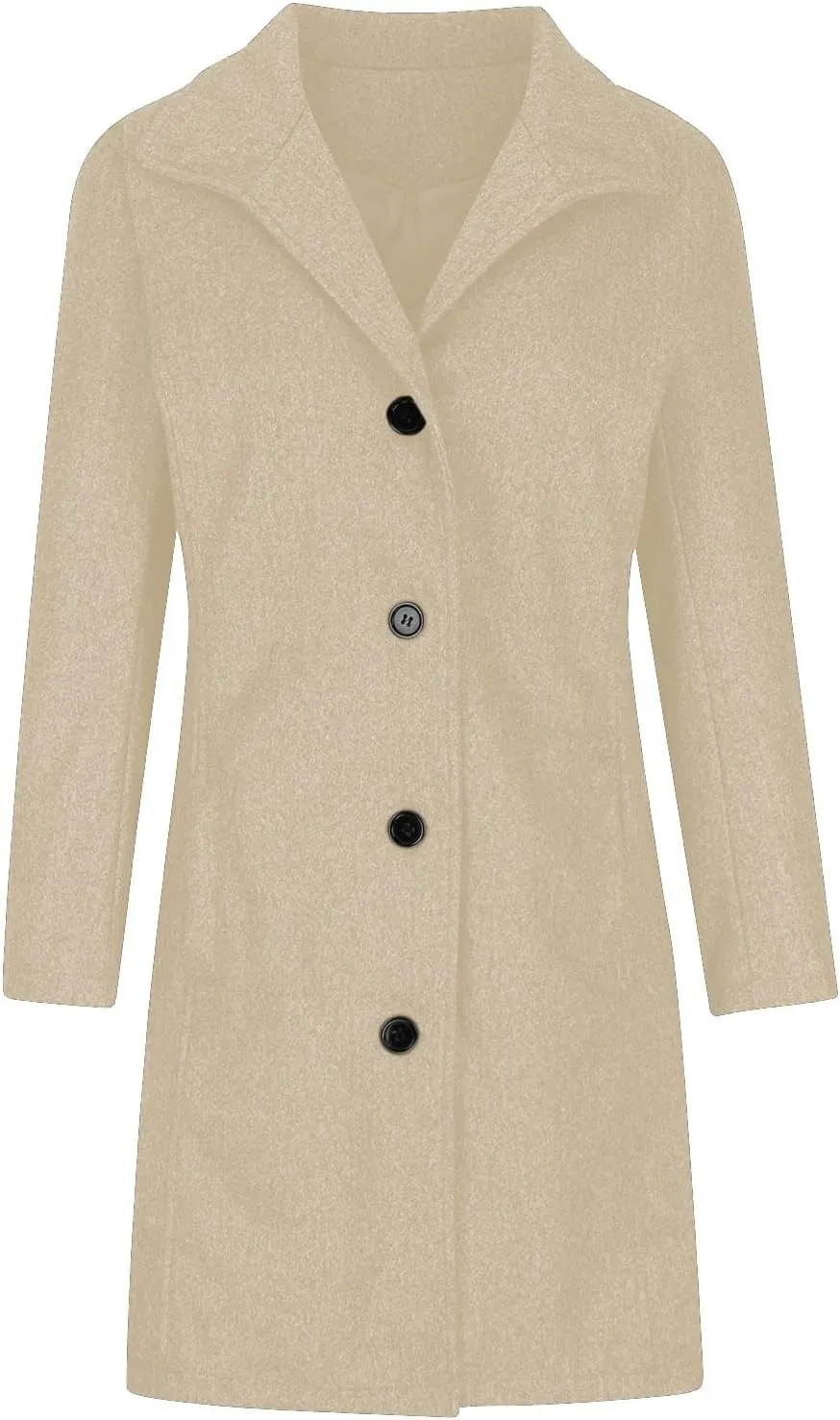 Hvyesh Womens Wool Trench Pea Coats 2024 Winter Jackets Trendy Notch Lapel Double Breasted Mid Long Warm Jacket Overcoat