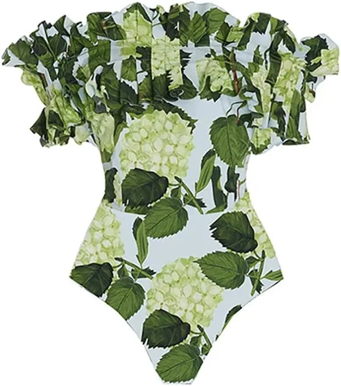 IDOPIP Women's One Piece Swimsuit with Beach Cover up Wrap Skirt Sarong Retro Floral Print Bikini Set Two Piece Bathing Suit