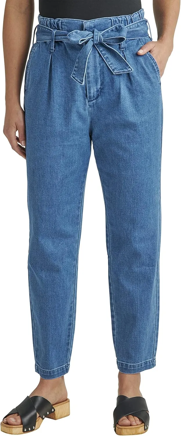 JAG Women's Belted Pleat High Rise Tapered Leg Pant-Legacy