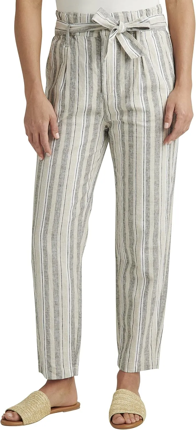JAG Women's Belted Pleat High Rise Tapered Leg Pant-Legacy