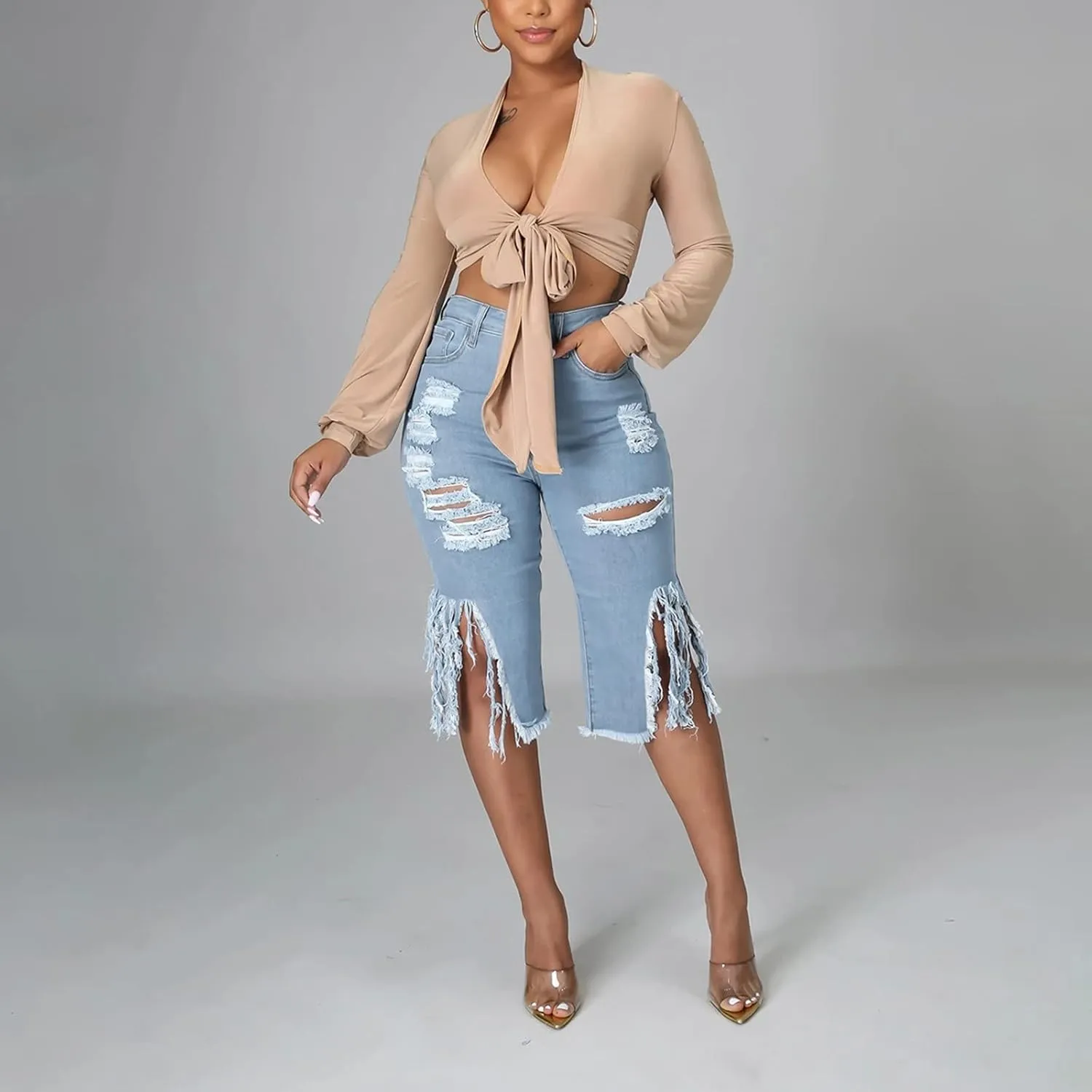 Jean Shorts Womens High Waisted Casual Women Bottoms Short Jeans Summer Pants Ripped Trousers Pants