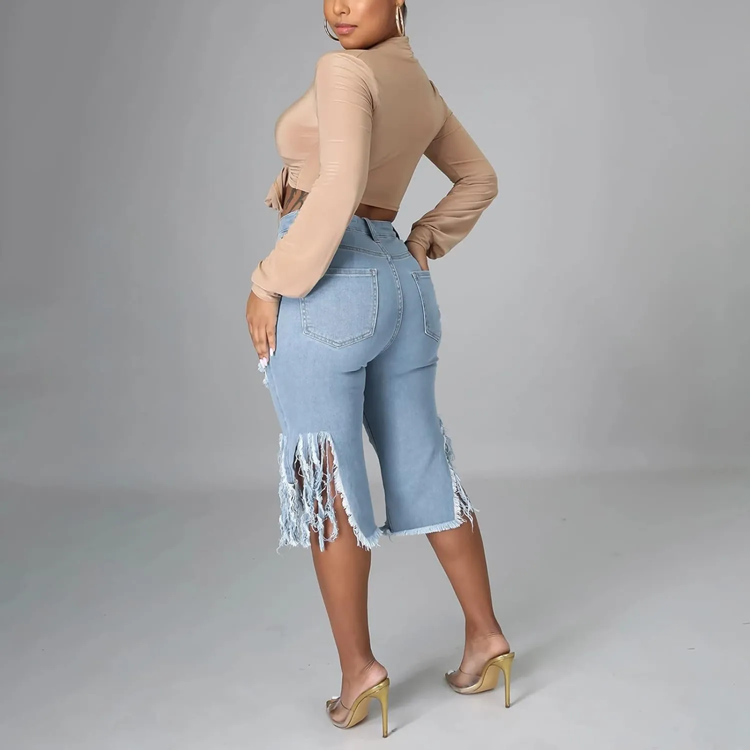 Jean Shorts Womens High Waisted Casual Women Bottoms Short Jeans Summer Pants Ripped Trousers Pants