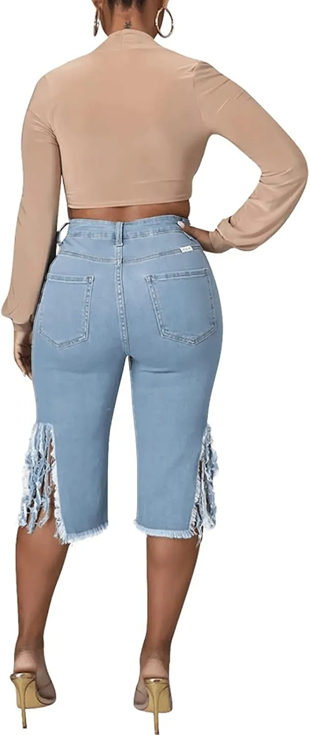 Jean Shorts Womens High Waisted Casual Women Bottoms Short Jeans Summer Pants Ripped Trousers Pants