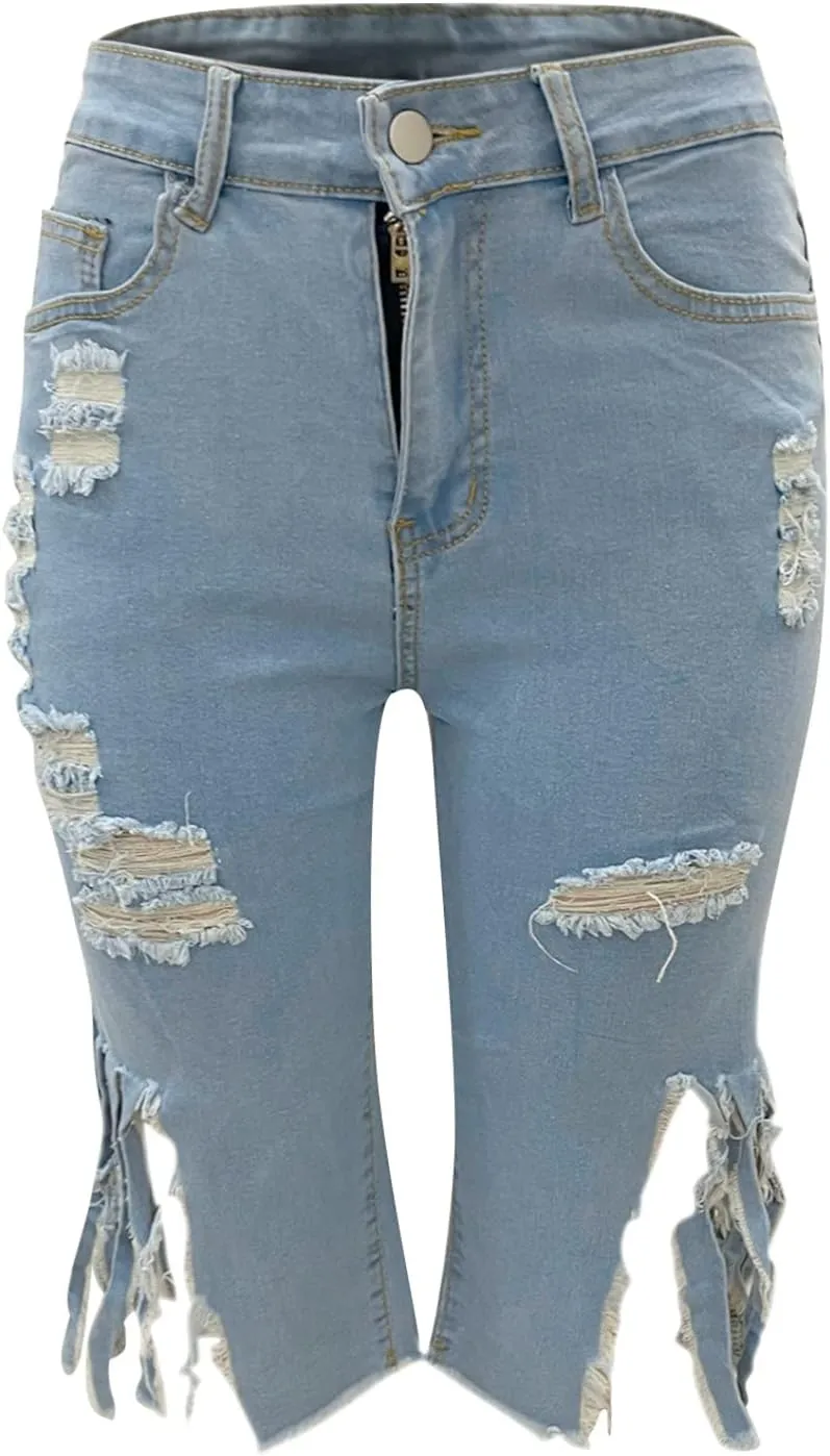 Jean Shorts Womens High Waisted Casual Women Bottoms Short Jeans Summer Pants Ripped Trousers Pants
