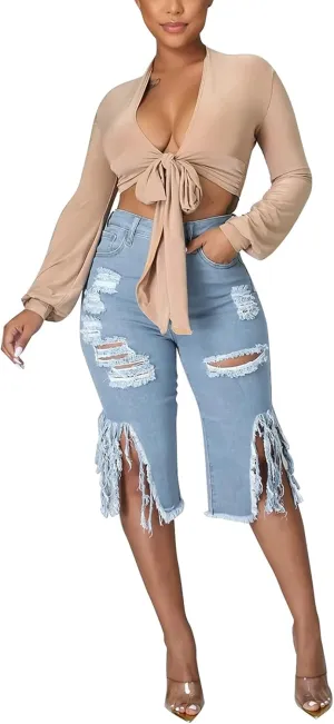 Jean Shorts Womens High Waisted Casual Women Bottoms Short Jeans Summer Pants Ripped Trousers Pants