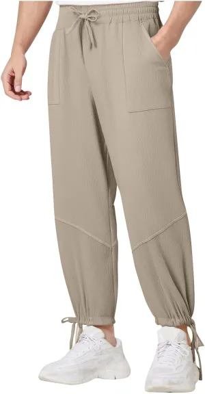 Jogger Pants for Men Sweatpants Casual Jogging Running Tapered Trousers Male Elastic Waist Track Pants Cinch Bottoms