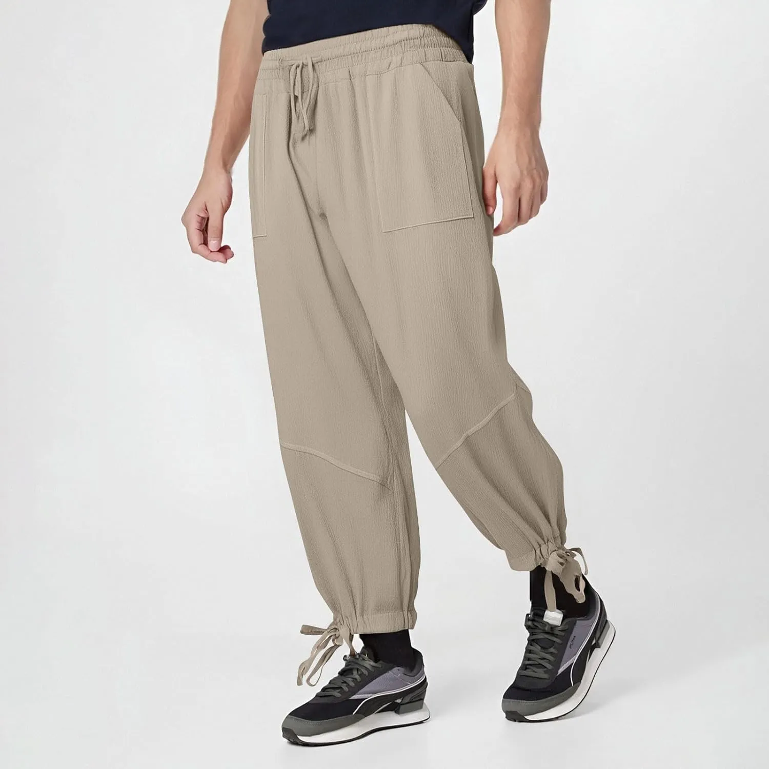 Jogger Pants for Men Sweatpants Casual Jogging Running Tapered Trousers Male Elastic Waist Track Pants Cinch Bottoms