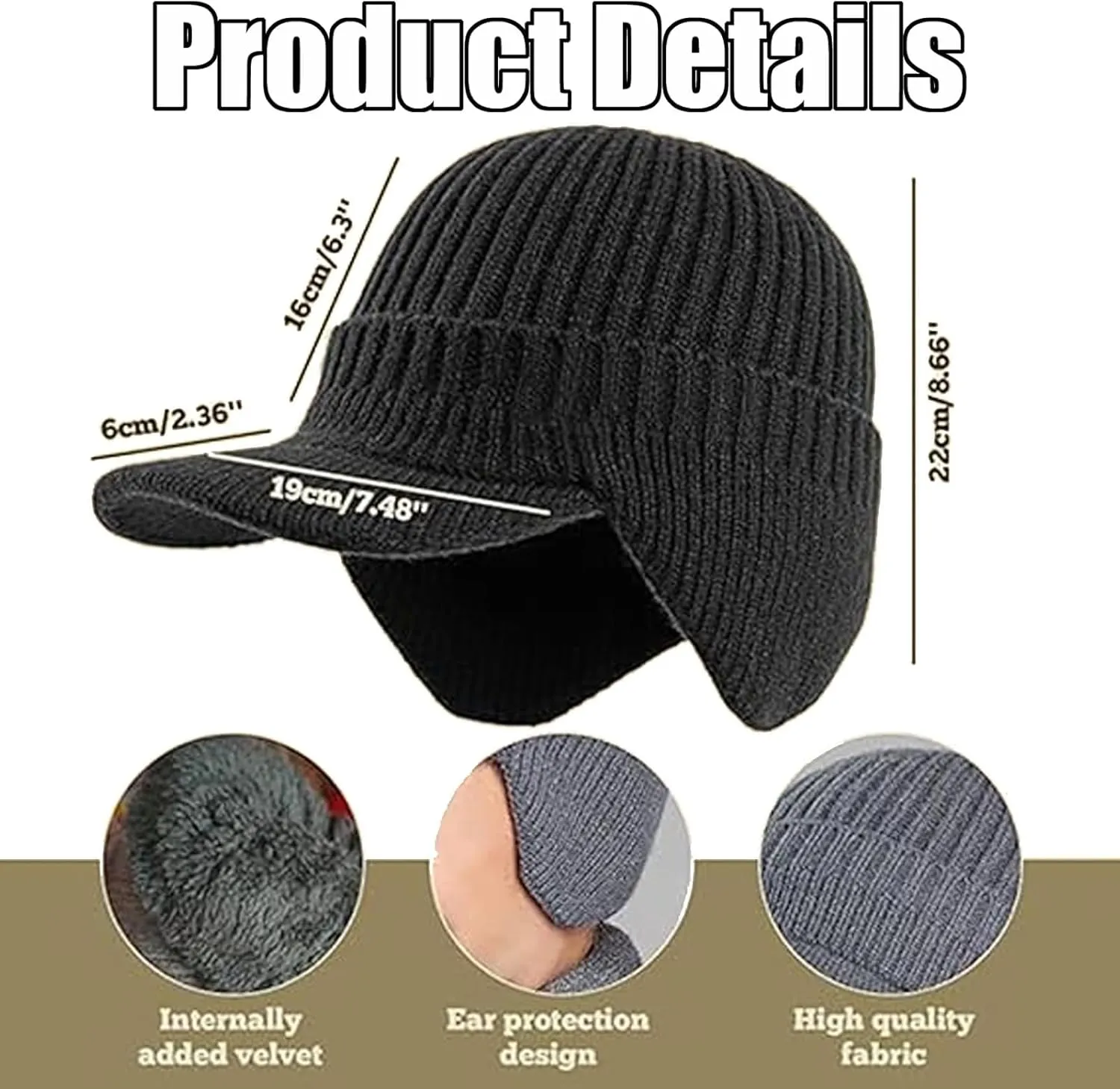 Joyhnny Cozyhead Beanie, Joyhnny Cozy Head Beanie, Johnny Cozyhead Beanie, Winter Hat with Brim and Ear Flaps Women Men