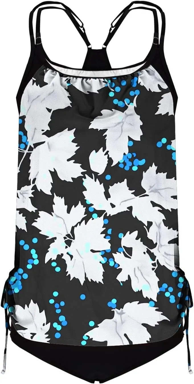 jsaierl Swimsuits for Women Tankini Swimsuit Modest 2 Piece Beachwear Sporty Bathing Suits Summer Print Swim Top with Bottom