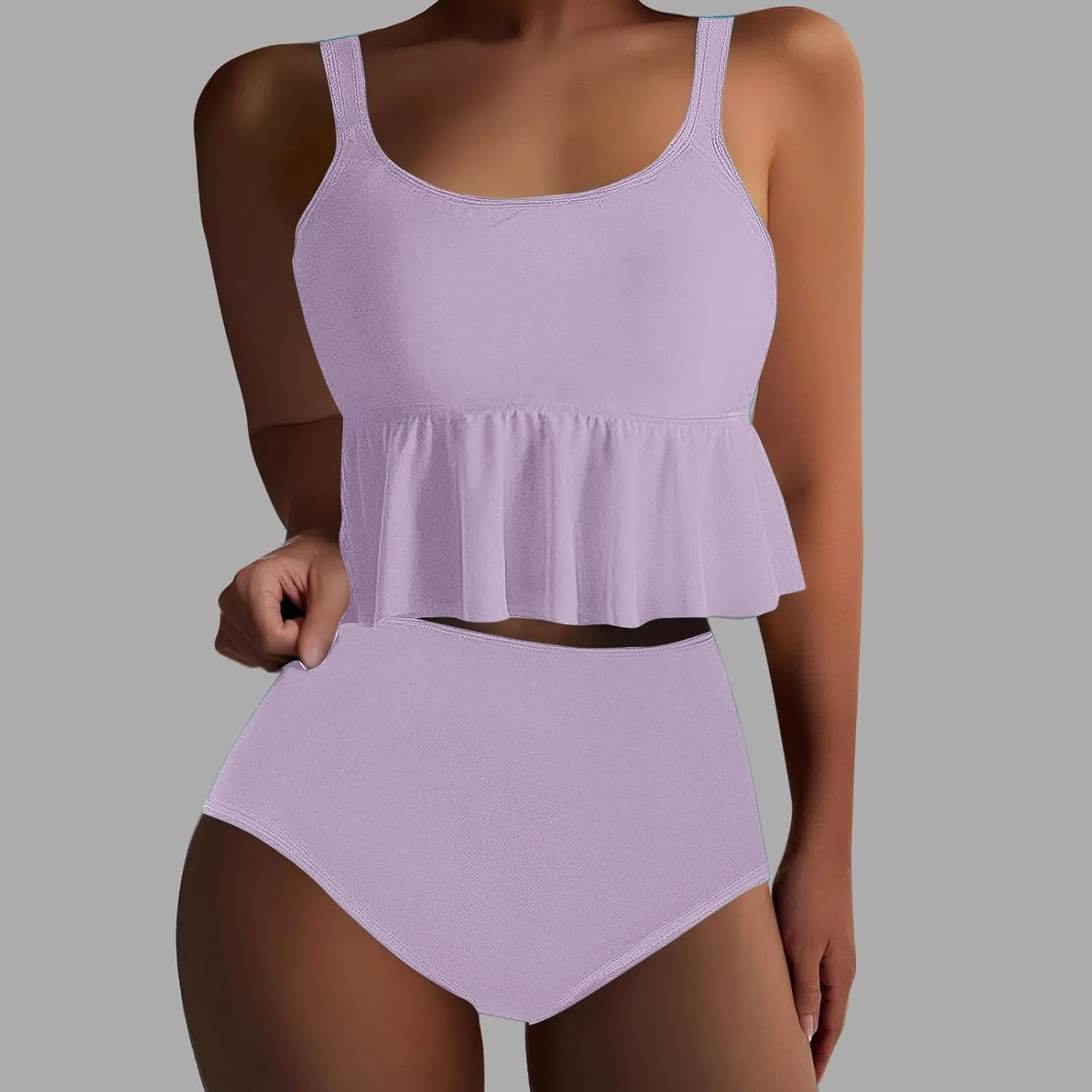 jsaierl Tankini Swimsuits for Women Tummy Control Ruffle Modest 2 Piece Swimwear Beachwear 2025 Summer Vacation Bathing Suits