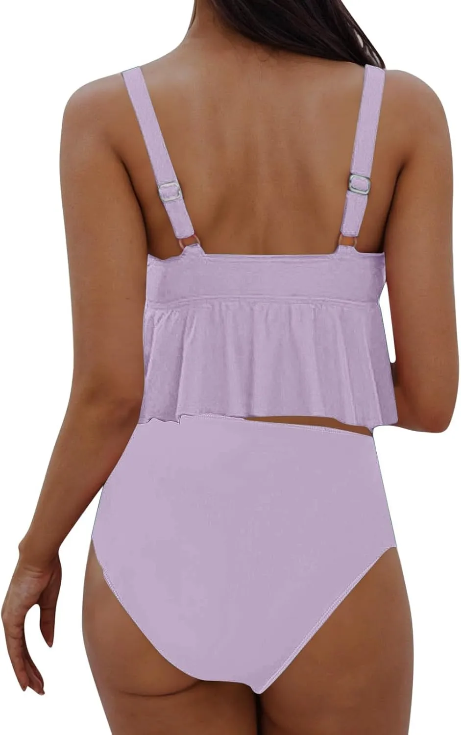 jsaierl Tankini Swimsuits for Women Tummy Control Ruffle Modest 2 Piece Swimwear Beachwear 2025 Summer Vacation Bathing Suits