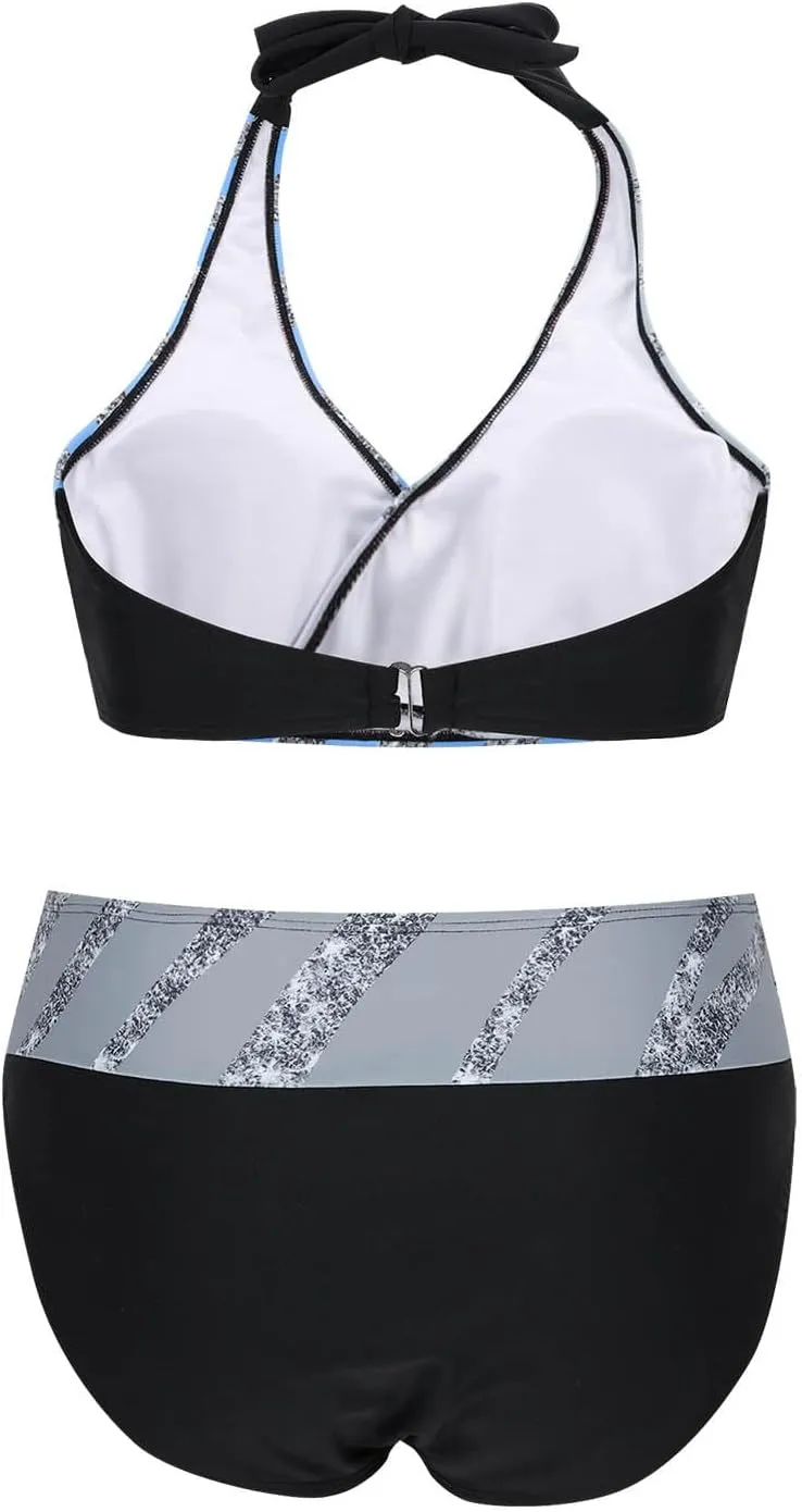 jsaierl Women Bikini Sets Sexy Triangle Bathing Suit Fashion Colourful Striped Print 2 Piece Swimwear Tummy Control Swimsuits