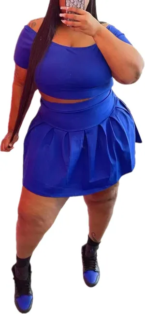 KELOVEPAN Pleated Short Skirt Sets Women 2 Piece Sweatsuits Sexy Plus Size Summer Two Piece Outfit Dress TrackSuit Set