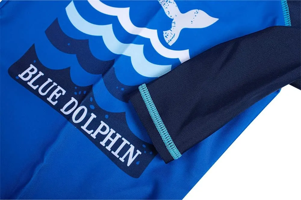 Kids Toddler Boys Two Piece Rash Guard Swimsuits Long Sleeve UV Sun Protection Sun-Suit Swimwear Sets