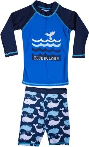 Kids Toddler Boys Two Piece Rash Guard Swimsuits Long Sleeve UV Sun Protection Sun-Suit Swimwear Sets