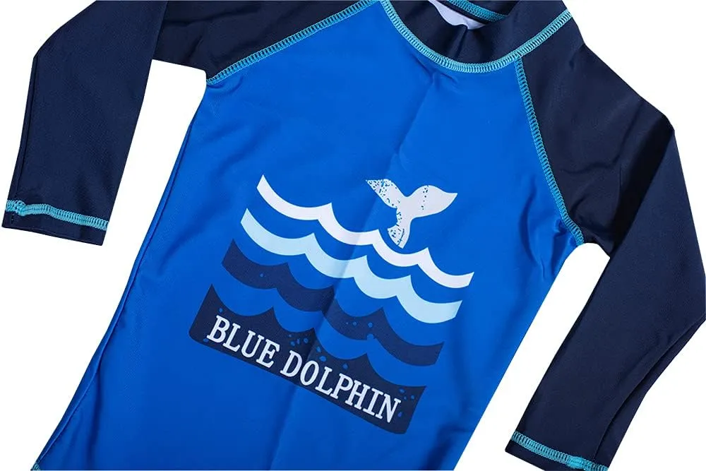 Kids Toddler Boys Two Piece Rash Guard Swimsuits Long Sleeve UV Sun Protection Sun-Suit Swimwear Sets