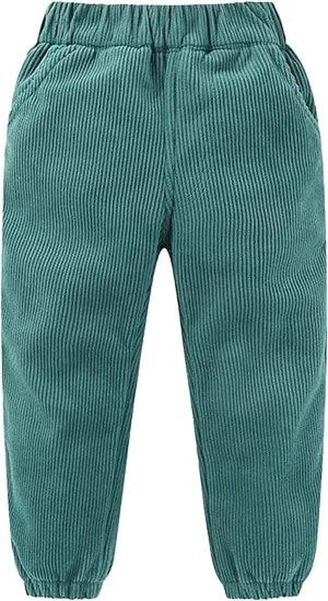 Kids Toddler Sweatpants Corduroy Solid Elastic Waist Jogger Pants with Pockets Boys Girls Fall Winter Bottoms Clothes