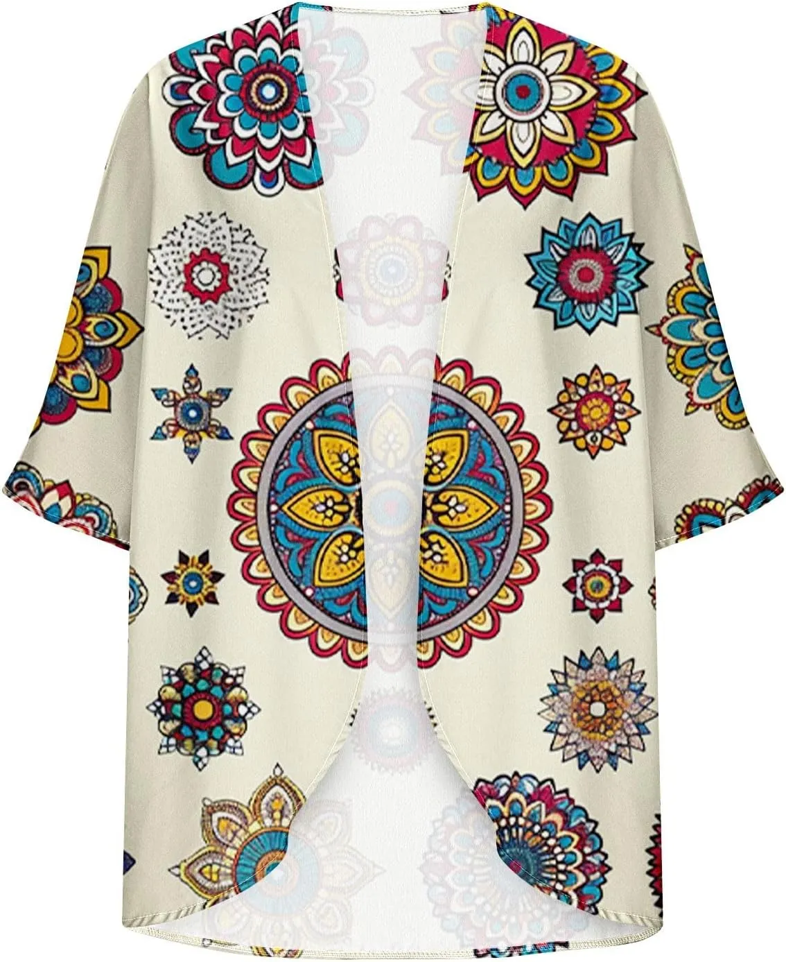 Kimonos for Women Dressy Casual Cardigans Chiffon Lightweight Cute Boho Floral Print Kimonos Beach Cover Ups Tops
