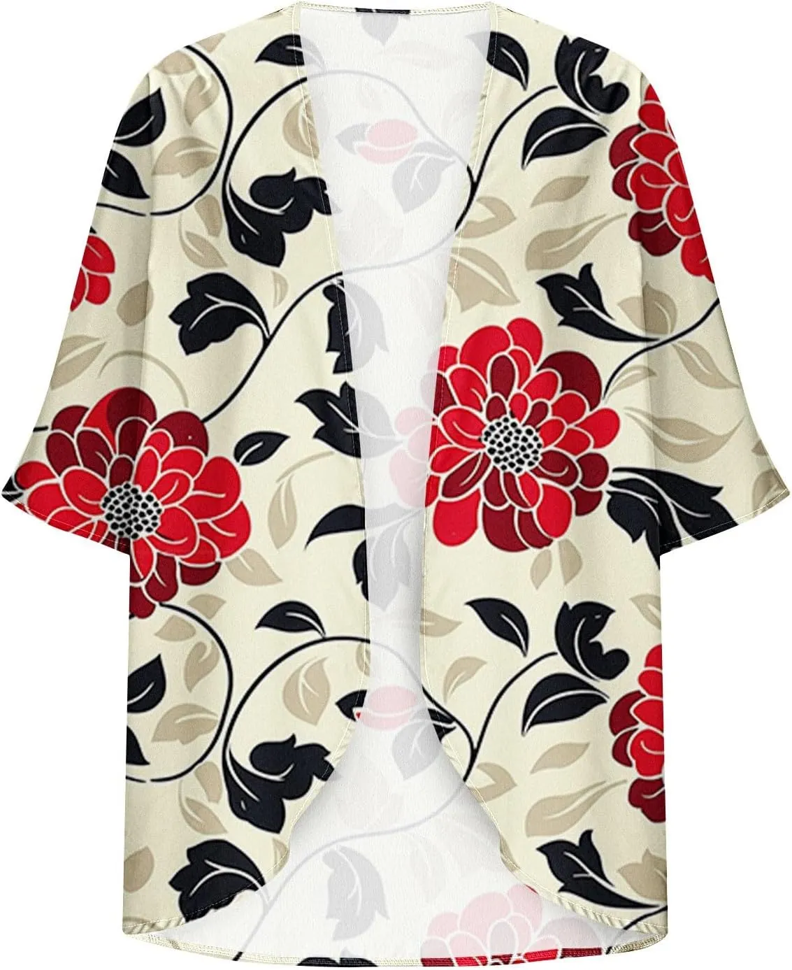 Kimonos for Women Dressy Casual Cardigans Chiffon Lightweight Cute Boho Floral Print Kimonos Beach Cover Ups Tops