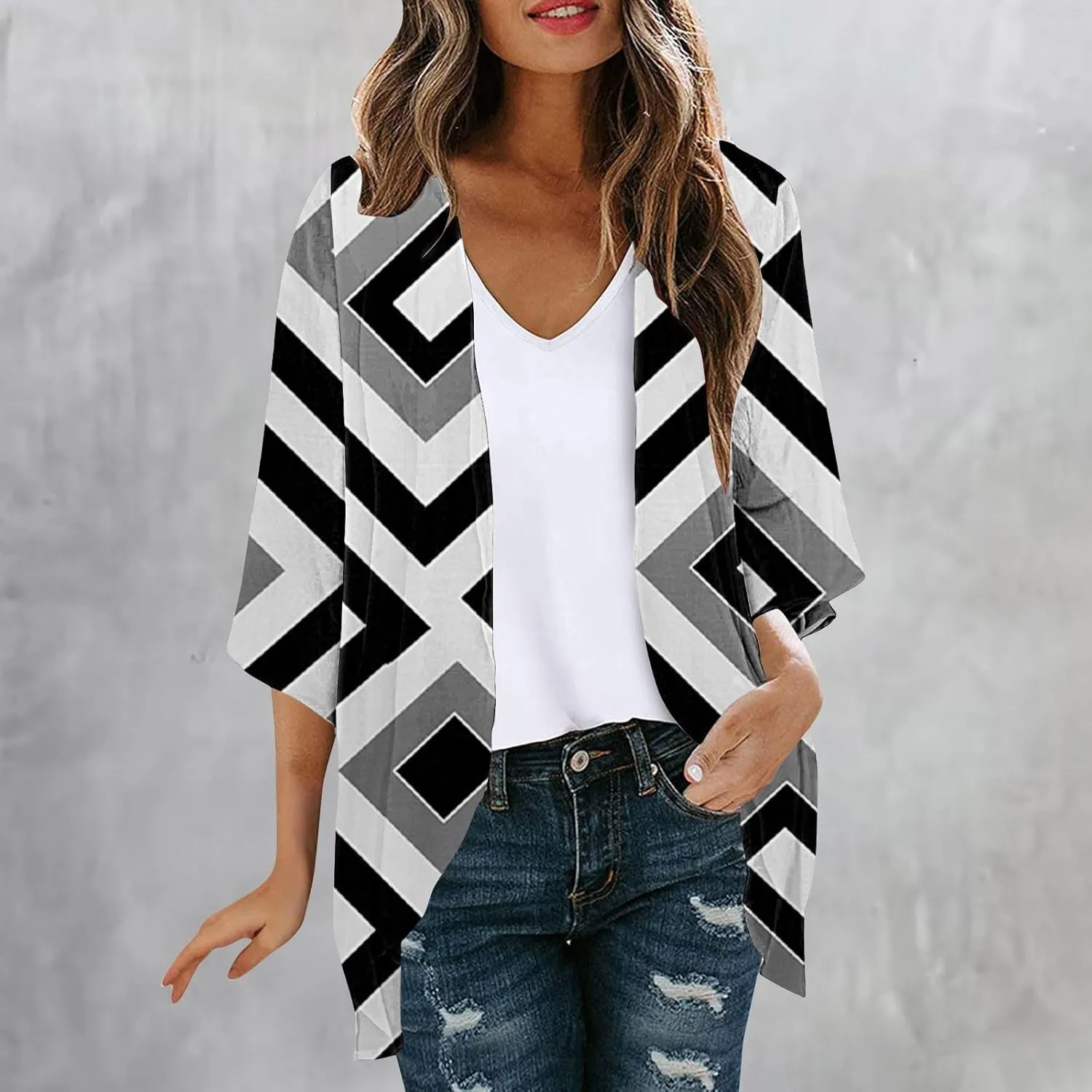 Kimonos for Women Dressy Casual Cardigans Chiffon Lightweight Cute Boho Floral Print Kimonos Beach Cover Ups Tops