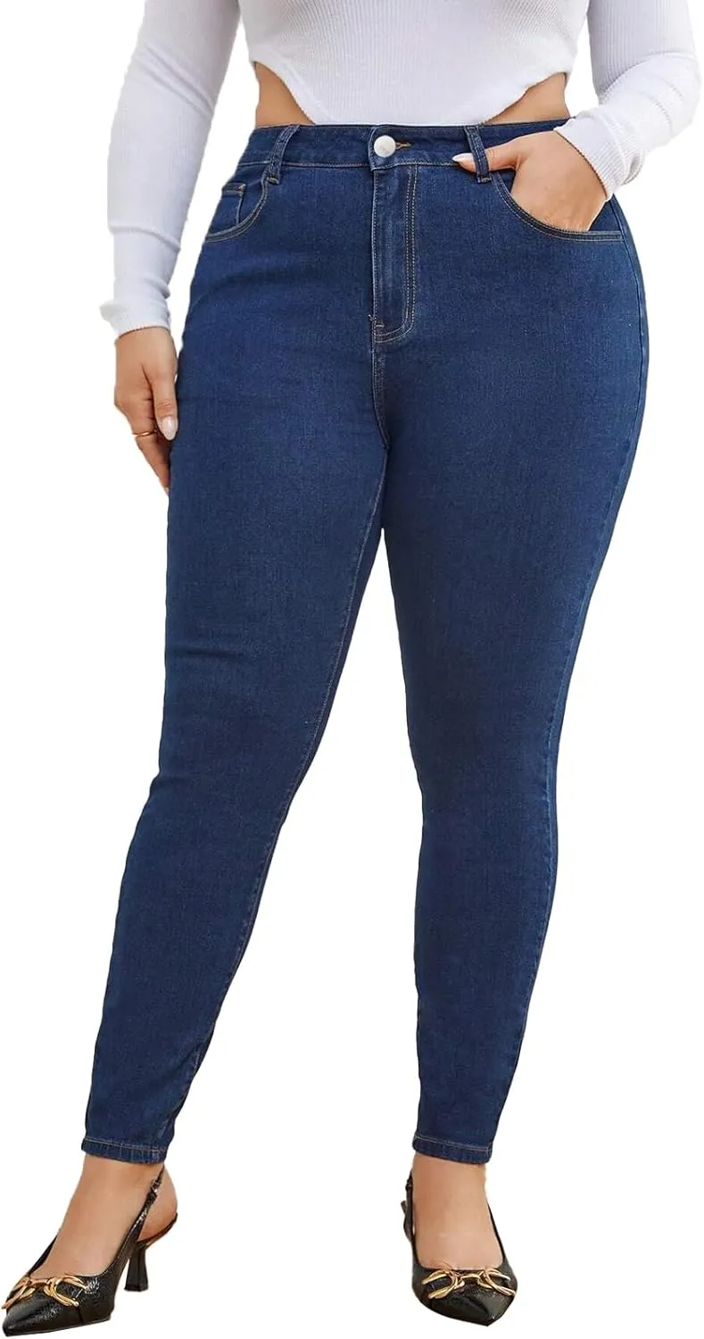 KISSPLUS Plus Size Skinny Jeans for Women High Waist Pencil Women Jeans Curvy High Waist Stretchy Denim Pants for Women